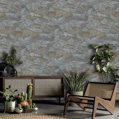 papel pintado piedra gris y marrón 2