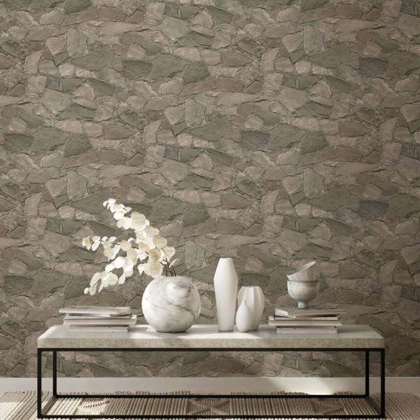 Papel pintado piedra marrón natural Papel pintado piedra marrón natural