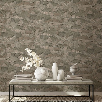 papel de parede pedra marrom natural