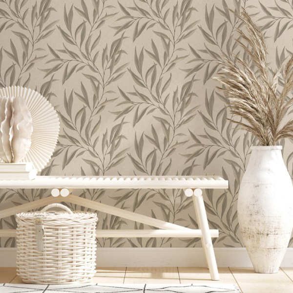 papel de parede folhas ouro escuro com fundo bege papel de parede folhas ouro escuro com fundo bege