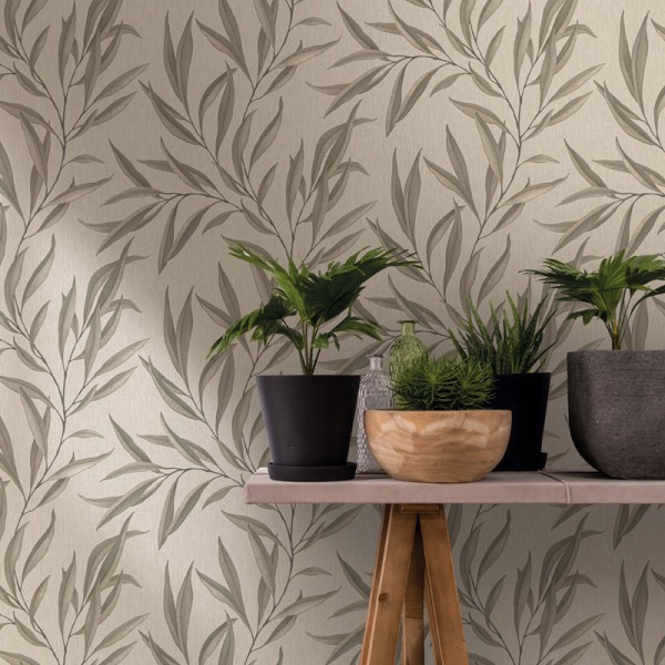 papel pintado hojas doradas oscuras con fondo beige papel pintado hojas doradas oscuras con fondo beige