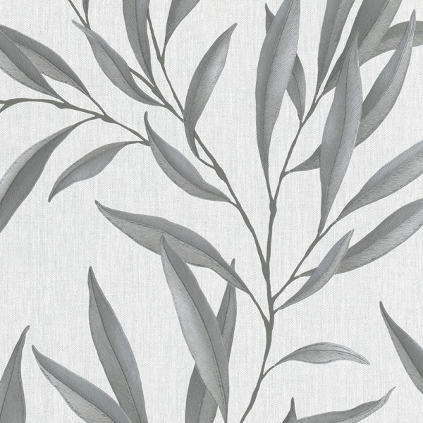 papel pintado hojas grises