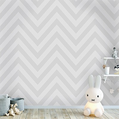 papel de parede riscas chevron cinza 2