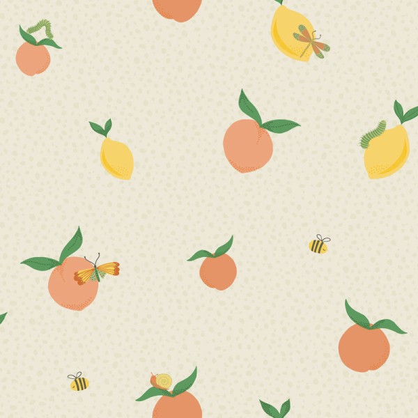 papel pintado infantil fruta beige