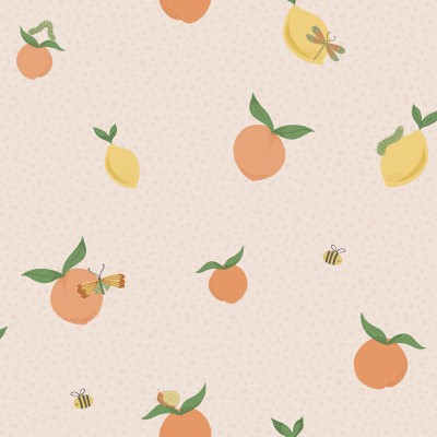 papel de parede infantil fruta rosa