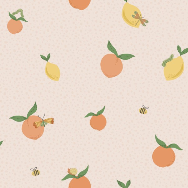 papel de parede infantil fruta rosa