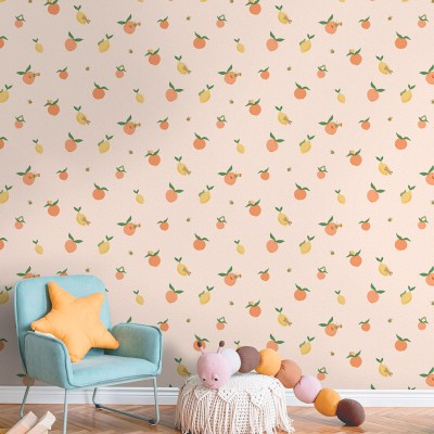 papel de parede infantil fruta rosa 2