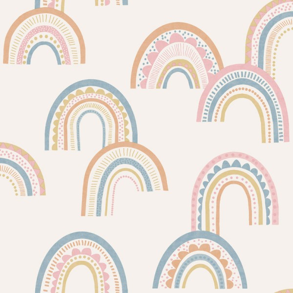 Papel de parede arco iris estilizado rosa e azul