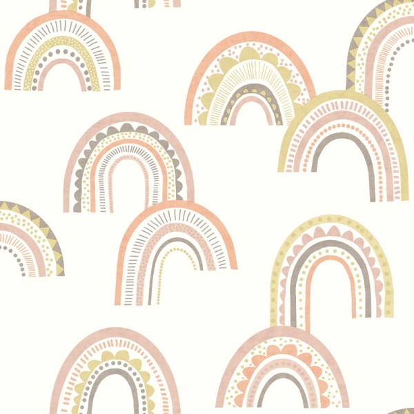 papel de parede arco iris estilizado rosa e laranja