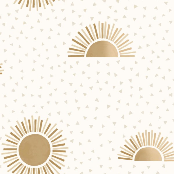 Papel pintado infantil sol bohemio beige dorado