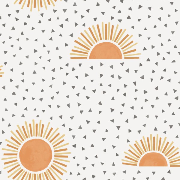 papel de parede infantil sol estilizado laranja