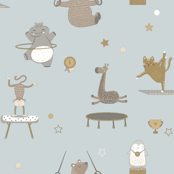 Paper pintat animals gimnastes fons blau