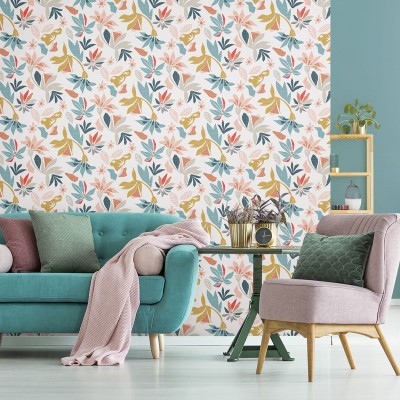 papel de parede flores abstratas cor multi 2