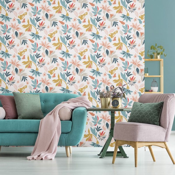 paper pintat floral amb flors abstractes amb formes geomètriques de color multi. paper pintat floral amb flors abstractes amb formes geomètriques de color multi.