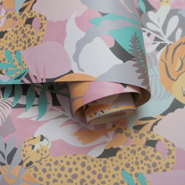 papel de parede com animais da selva cor rosa papel de parede com animais da selva cor rosa