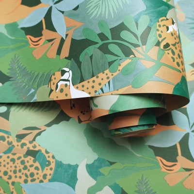 paper pintat animals de la selva verd