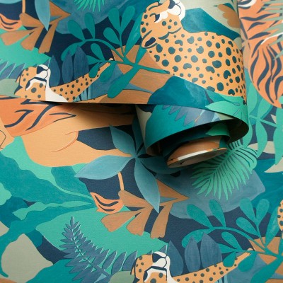 Papel pintado animales selva azul Papel pintado animales selva azul