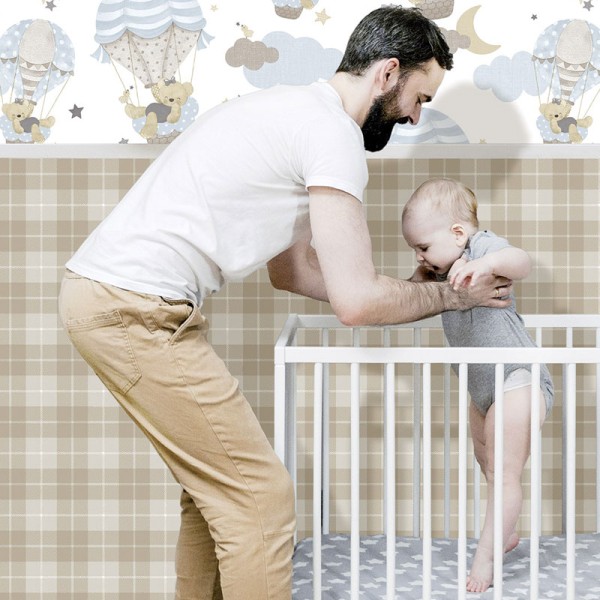 papel pintado cuadros escoceses marrón