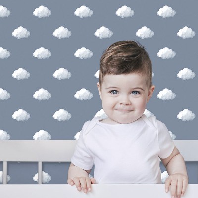 papel pintado nubes blancas con fondo azul