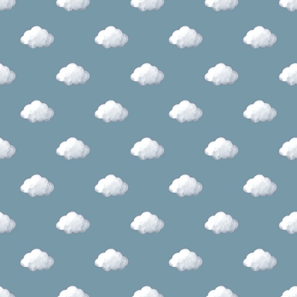 paper pintat núvols blancs amb fons blau