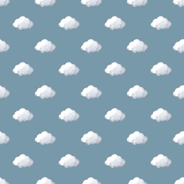 paper pintat núvols blancs amb fons blau
