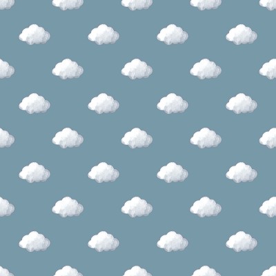 paper pintat núvols blancs amb fons blau