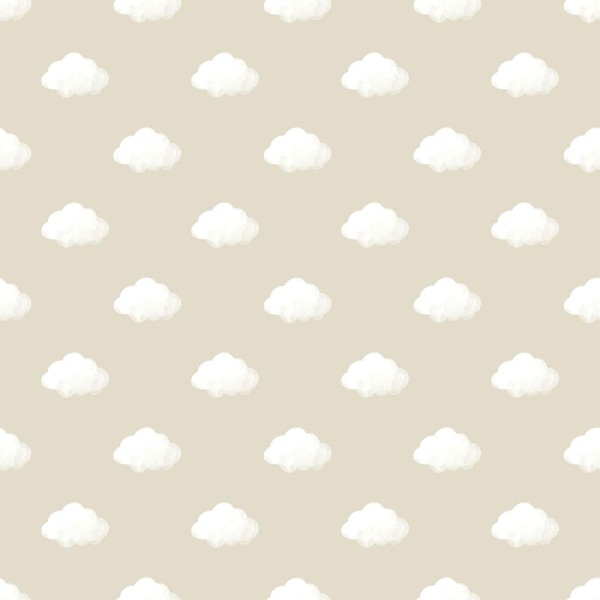 papel pintado nubes blancas con fondo beige