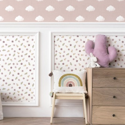 papel de parede nuvens brancas com fundo rosa 2