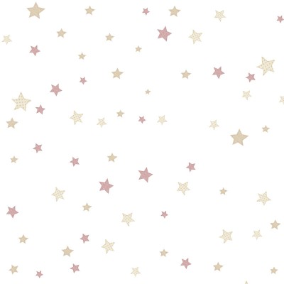 papel pintado estrellas rosa y beige