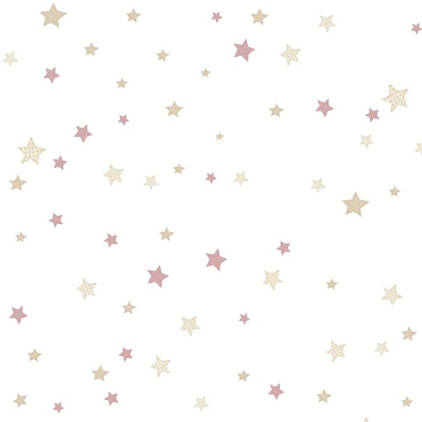 papel pintado estrellas rosa y beige