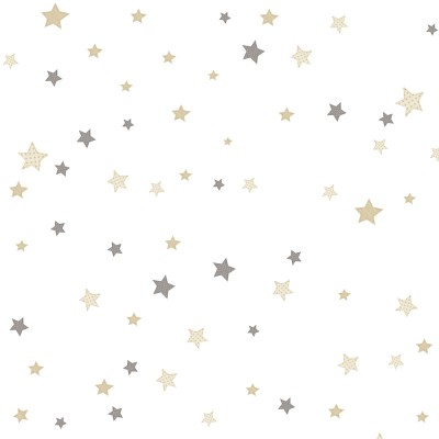 papel pintado estrellas gris y beige