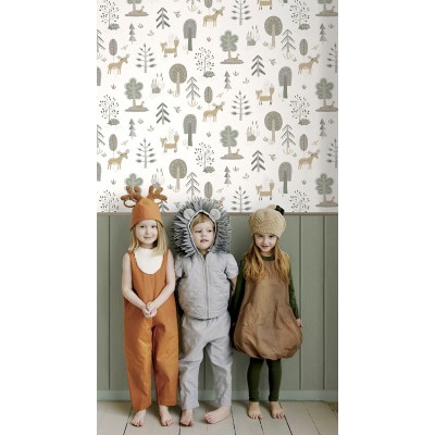 papel de parede animais na floresta verde