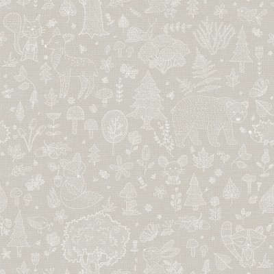 papel pintado bosque con fondo gris