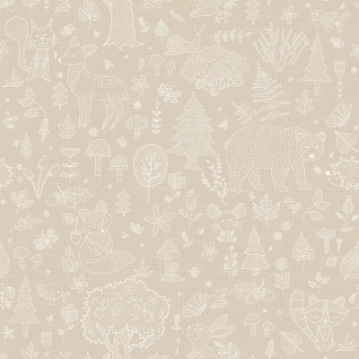 papel pintado bosque infantil beige