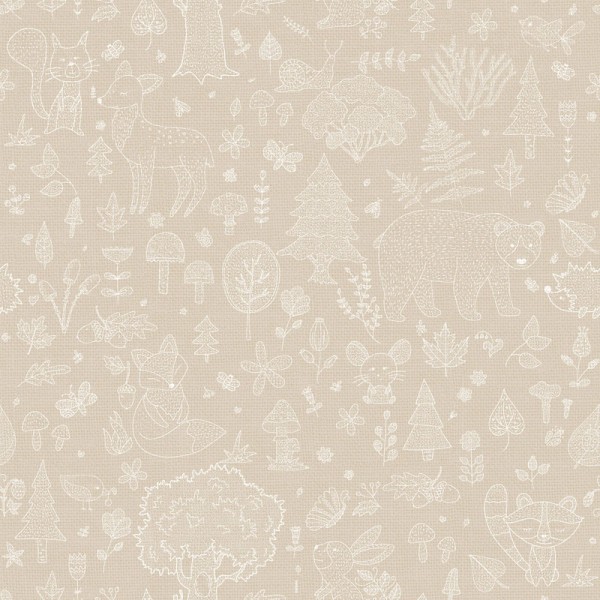 papel pintado bosque infantil beige