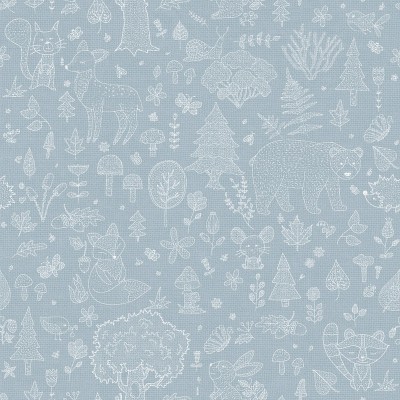papel de parede floresta infantil com fundo azul