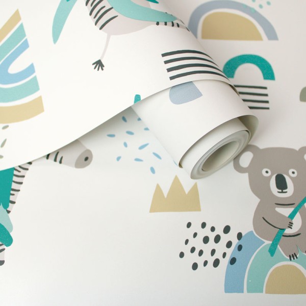 papel de parede infantil animais turquesa