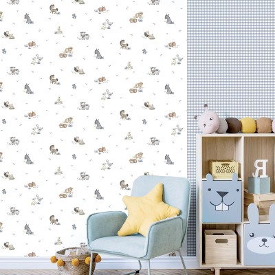 Papel de Parede Vichy Cinza Claro - B Decor - Decoração para Casa e  Quarto Infantil