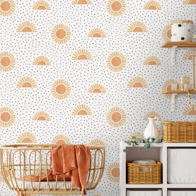 papel pintado infantil sol bohemio naranja