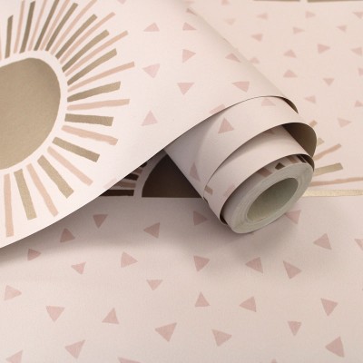 papel pintado infantil sol bohemio rosa y dorado