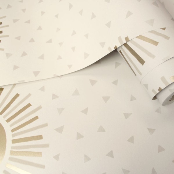 Papel pintado infantil sol bohemio beige dorado