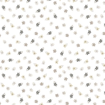 papel pintado flores pequeñas grises y beige