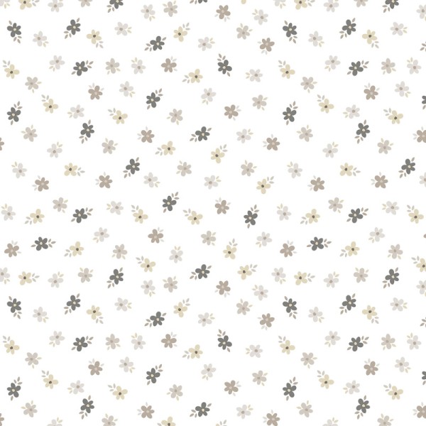 paper pintat flors petites grises i beix