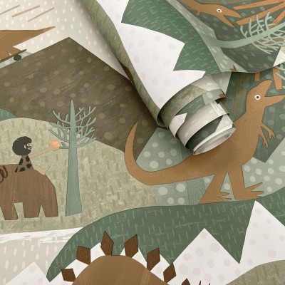 paper pintat animals prehistòrics verd i marró