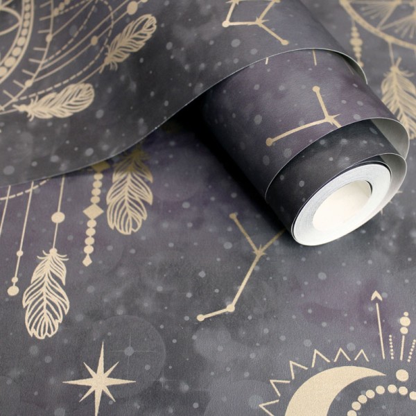 papel pintado atrapasueños negro con dorado