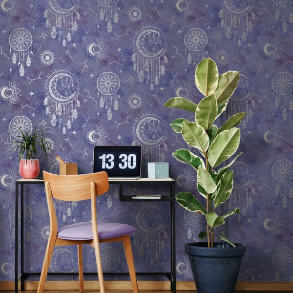 papel de parede do caçador dos sonhos lilas e azul papel de parede do caçador dos sonhos lilas e azul