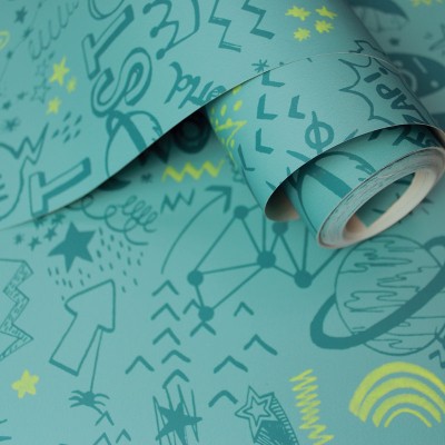 papel pintado moderno juvenil verde azulado