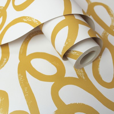 papel de parede juvenil rabisco ocre