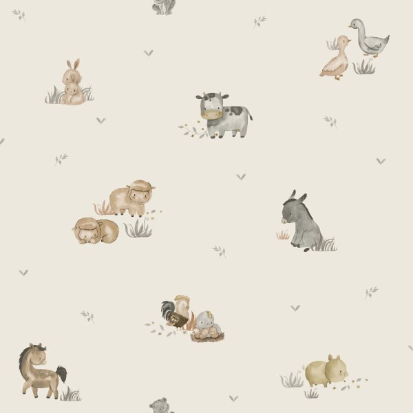 papel de parede animais na fazenda bege