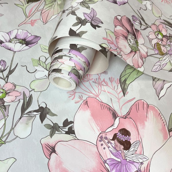 paper pintat floral amb fades color gris